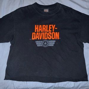 Oversized cropped Harley Davidson T-shirt